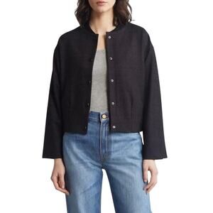 Wit & Wisdom Jacket Womens Medium Brown & Black Plaid Bomber Cropped Lined